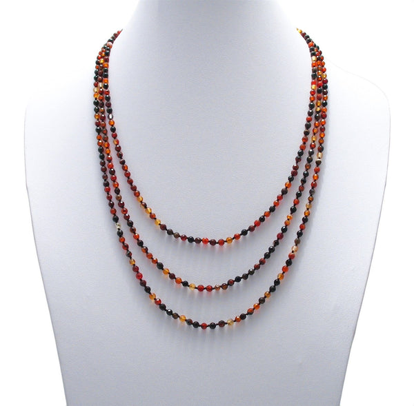 Genuine 74" Dark Carnelian Bead Necklace w/ 4.5mm beads | Wholesale Fashion Jewelry | Alternate photo