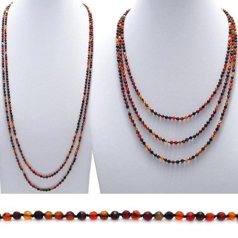 Genuine 74" Dark Carnelian Bead Necklace w/ 4.5mm beads | Wholesale Fashion Jewelry | Combo photo