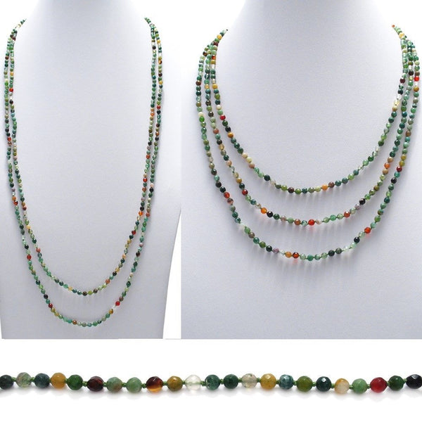 Genuine 70" Fancy Jasper Bead Necklace w/ 4mm beads | Wholesale Fashion Jewelry | Combo photo
