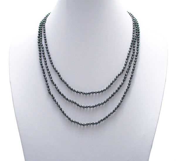 Genuine 70" Hematite Bead Necklace w/ 4mm beads | Wholesale Fashion Jewelry | Alternate photo