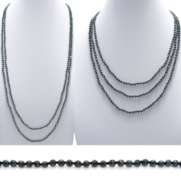 Genuine 70" Hematite Bead Necklace w/ 4mm beads | Wholesale Fashion Jewelry | Combo photo