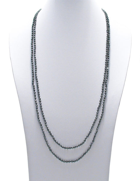 Genuine 70" Hematite Bead Necklace w/ 4mm beads | Wholesale Fashion Jewelry | Main photo