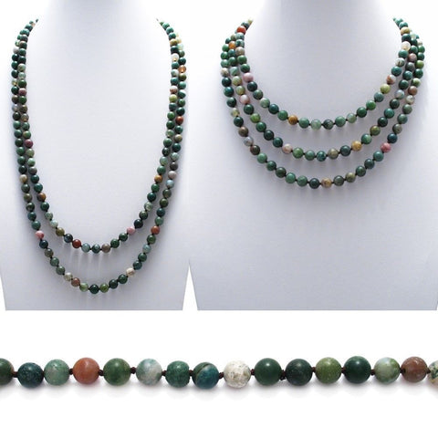 Genuine 60" Multi-Colored Fancy Jasper Bead Necklace w/ 9mm beads | Wholesale Fashion Jewelry | Combo photo