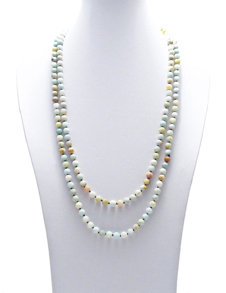 Genuine 60" Amazonite bead necklace w/ 9mm beads | Wholesale Fashion Jewelry | Main photo