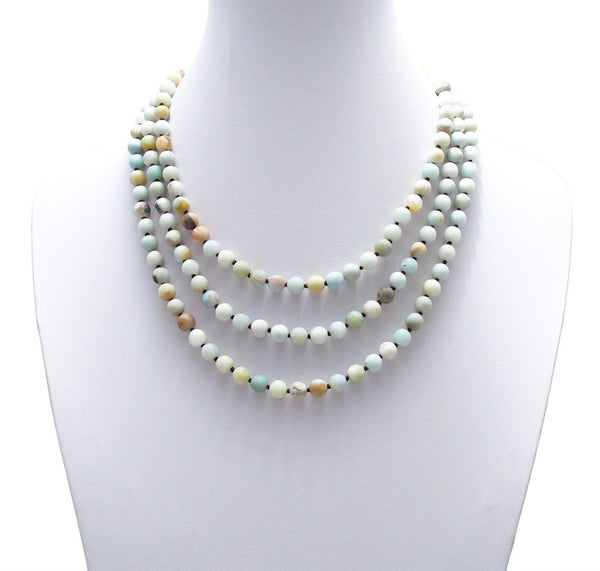 Genuine 60" Amazonite bead necklace w/ 9mm beads | Wholesale Fashion Jewelry | Alternate photo