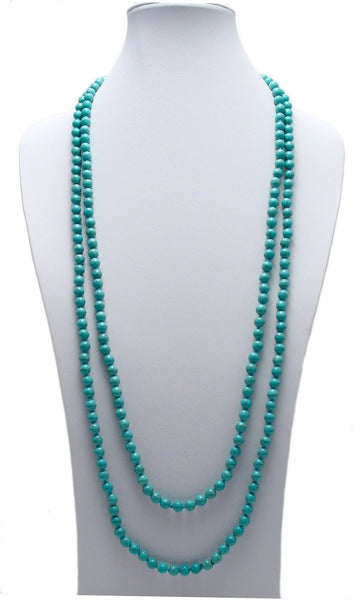 Genuine 80" blue turquoise bead necklace w/ 8mm beads | Wholesale Fashion Jewelry | Second photo