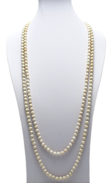 Genuine 80" WHITE turquoise bead necklace w/ 8mm beads | Wholesale Fashion Jewelry | Second photo