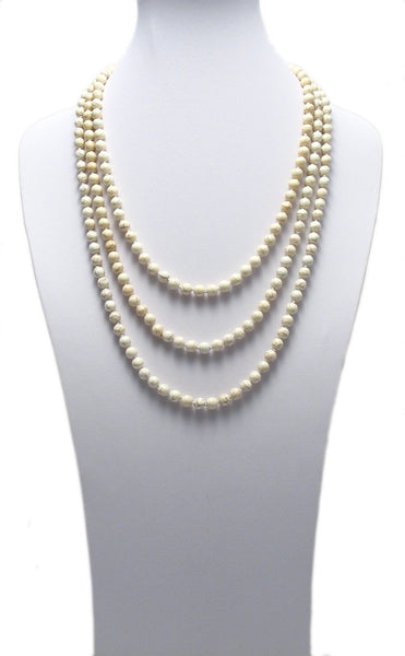 Genuine 80" WHITE turquoise bead necklace w/ 8mm beads | Wholesale Fashion Jewelry | Third photo