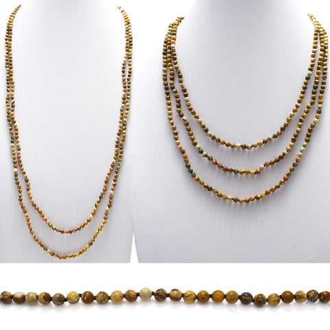 Genuine 70" Picture Jasper Bead Necklace w/ 5mm beads | Wholesale Fashion Jewelry | Combo photo