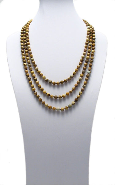 Genuine 80" picture jasper bead necklace w/ 8mm beads | Wholesale Fashion Jewelry | Alternate photo