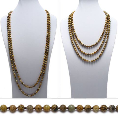 Genuine 80" picture jasper bead necklace w/ 8mm beads | Wholesale Fashion Jewelry | Combo photo