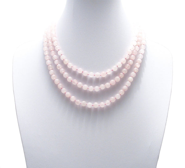 Genuine 60" rose quartz bead necklace w/ 9mm beads | Wholesale Fashion Jewelry | Alternate photo