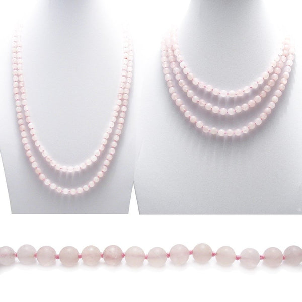 Genuine 60" rose quartz bead necklace w/ 9mm beads | Wholesale Fashion Jewelry | Combo photo