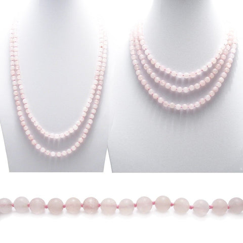 Genuine 60" rose quartz bead necklace w/ 9mm beads | Wholesale Fashion Jewelry | Combo photo