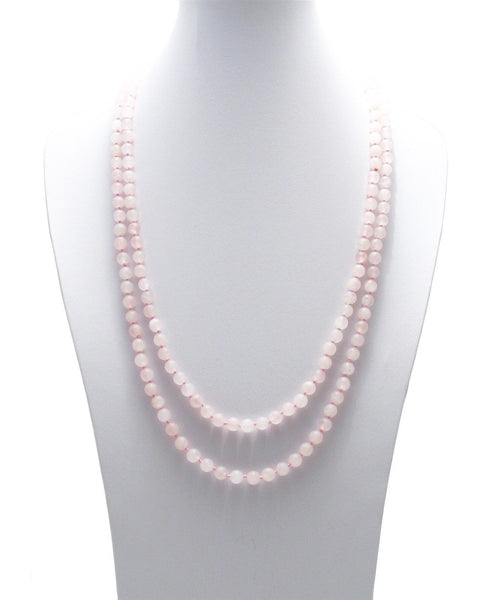Genuine 60" rose quartz bead necklace w/ 9mm beads | Wholesale Fashion Jewelry | Main photo