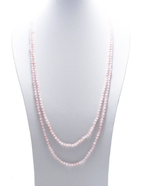 Genuine 70" Rose Quartz Bead Necklace w/ 5mm beads | Wholesale Fashion Jewelry | Main photo
