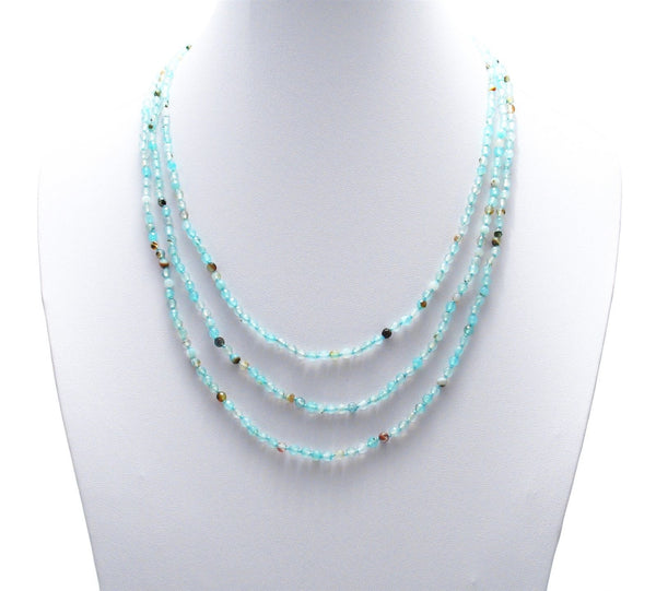 Genuine 70" Sea Blue Agate bead necklace w/ 4mm beads | Wholesale Fashion Jewelry | Alternate photo