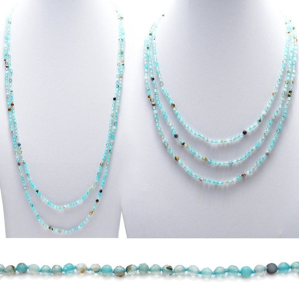 Genuine 70" Sea Blue Agate bead necklace w/ 4mm beads | Wholesale Fashion Jewelry | Combo photo