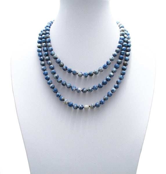Genuine 60" Sodalite Bead Necklace w/ 9mm beads | Wholesale Fashion Jewelry | Alternate photo