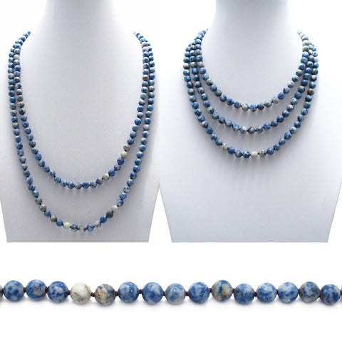 Genuine 60" Sodalite Bead Necklace w/ 9mm beads | Wholesale Fashion Jewelry | Combo photo