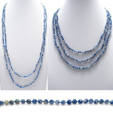 Genuine 70" Sodalite Bead Necklace w/ 5mm beads | Wholesale Fashion Jewelry | Combo photo