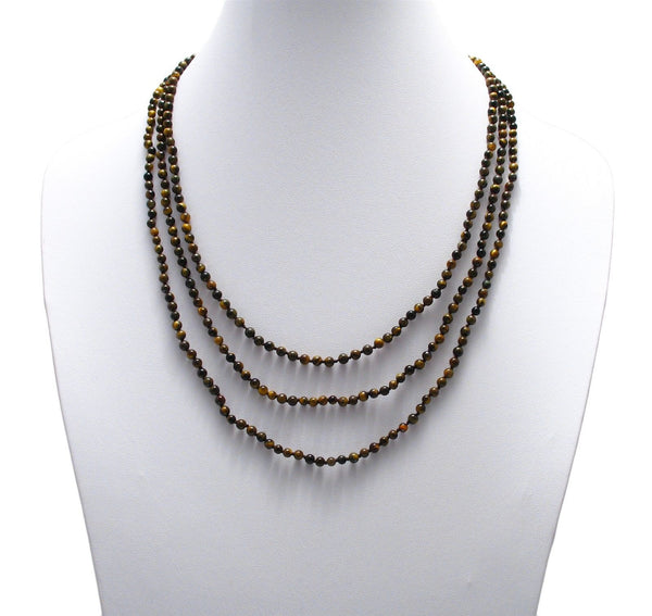 Genuine 70" Tiger's Eye Bead Necklace w/ 4.5mm beads | Wholesale Fashion Jewelry | Alternate photo