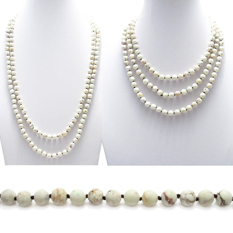 Genuine 60" white turquoise bead necklace w/ 9mm beads | Wholesale Fashion Jewelry | Combo photo