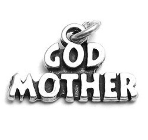 Classy "Godmother" Calligraphy Family Charm. Wholesale Sterling Silver Charms - Jewelry