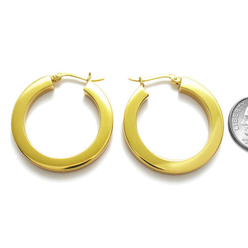 Gold 30mm Squared Plain Hoop Earrings | Wholesale Sterling Silver Jewelry | Alternate