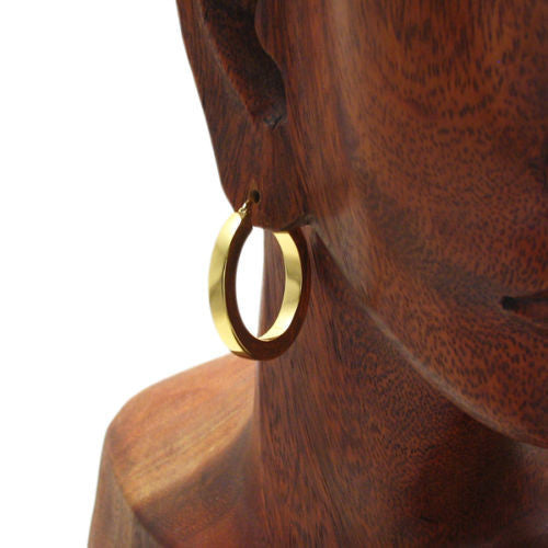 Gold 30mm Squared Plain Hoop Earrings | Wholesale Sterling Silver Jewelry | Alternate