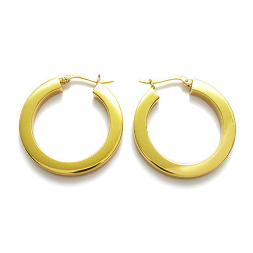 Gold 30mm Squared Plain Hoop Earrings | Wholesale Sterling Silver Jewelry | Alternate