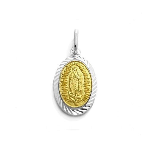 Unique Gold Lady of Guadalupe Medal Pendant - 18mm | Wholesale 925 Sterling Silver Pendant - Jewelry | Alternate