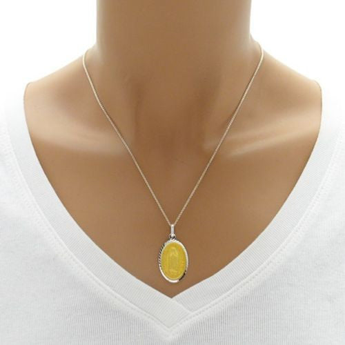Unique Gold Lady of Guadalupe Medal Pendant - 25mm | Wholesale 925 Sterling Silver Pendant - Jewelry | Alternate