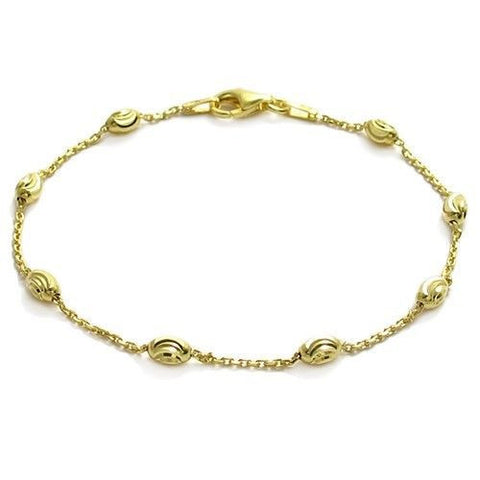 Exquisite Rolo Moon Bead Gold Bracelet - 2 Lengths | Wholesale Sterling Silver Jewelry | Main