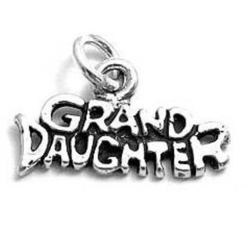 Charming "Granddaughter" Scripted Charm with Whimsical Lettering. Wholesale Sterling Silver Charms - Jewelry