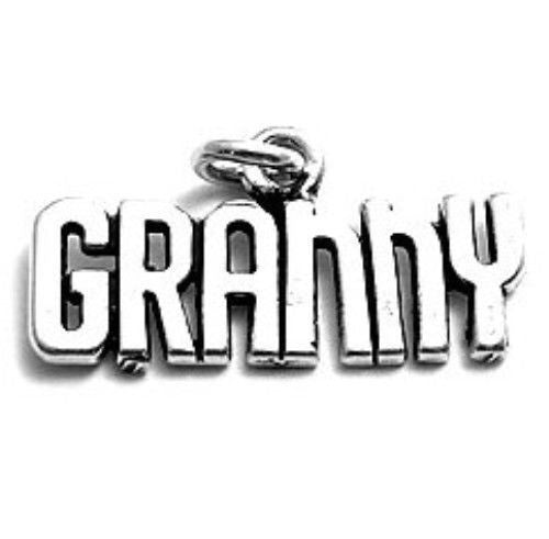 Whimsical "Granny" Scripted Charm. Wholesale Sterling Silver Charms - Jewelry