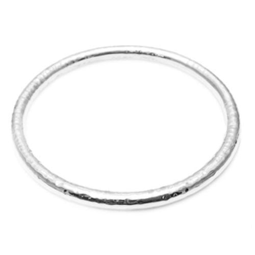 Simplistic Hammered Bangle Bracelet - 7 Inch | Wholesale 925 Sterling Silver Jewelry | Main