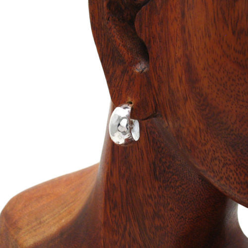 Sleek Hammered Cigar Band Post Earrings in 17mm | Wholesale Sterling Silver Jewelry | Alternate