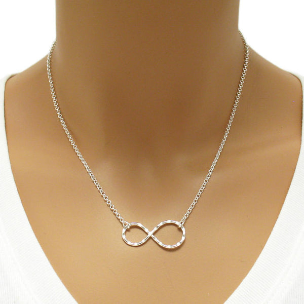 Hammered finish infinity knot adjustable pendant necklace | Wholesale 925 Sterling Silver Jewelry | Main photo
