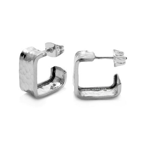 Gorgeous Hammered Squared Flat Cuff Post Earrings | Wholesale Sterling Silver Jewelry | Main