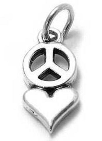 Unique Heart and Peace Symbol Charm. Wholesale Sterling Silver Charms - Jewelry