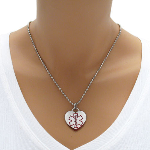 Wonderful Caduceus Medical Heart Shaped Pendant Necklace | Wholesale 316L Stainless Steel Jewelry | Alternate