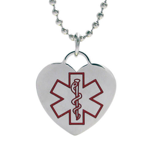 Wonderful Caduceus Medical Heart Shaped Pendant Necklace | Wholesale 316L Stainless Steel Jewelry | Alternate