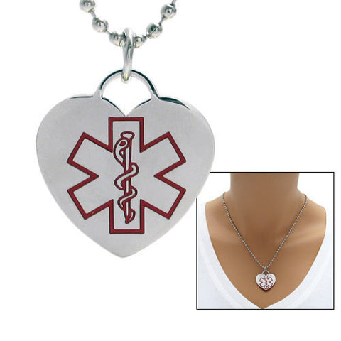 Wonderful Caduceus Medical Heart Shaped Pendant Necklace | Wholesale 316L Stainless Steel Jewelry | Main