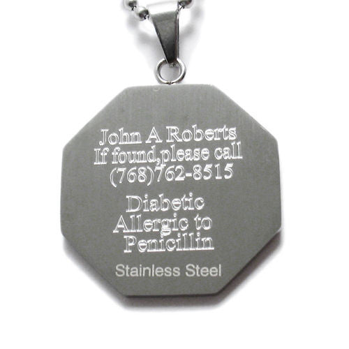 Special Engravable Hexagonal Caduceus Medical Pendant Necklace | Wholesale 316L Stainless Steel Jewelry | Alternate