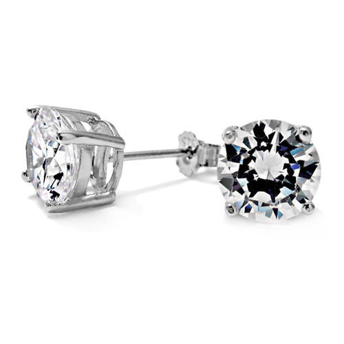High Quality Round CZ Post Stud Earrings in 7mm | Wholesale Sterling Silver Jewelry | Alternate