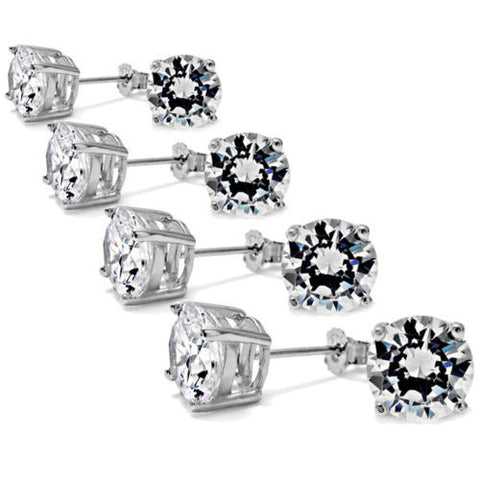 High Quality Round CZ Post Stud Earrings in Different Sizes | Wholesale Sterling Silver Jewelry | Main
