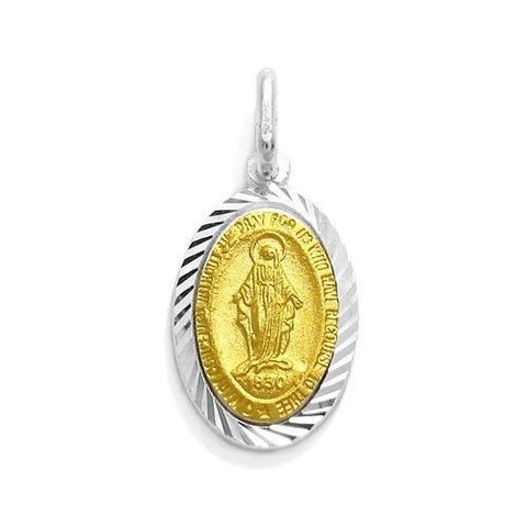 Holy Mary Miraculous Medal Pendant - 18mm | Wholesale 925 Sterling Silver Pendant - Jewelry | Main