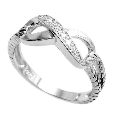 Stunning infinity ring with CZ on double notched band | Wholesale sterling silver rings - Jewelry | Main photo