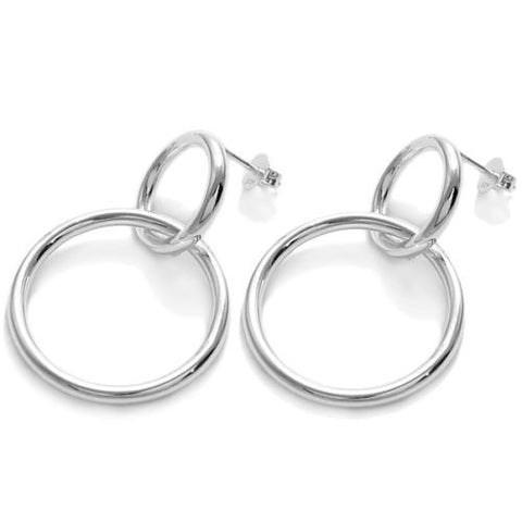 Interlocked Dangling Circle Post Earrings | Wholesale Sterling Silver Jewelry | Main